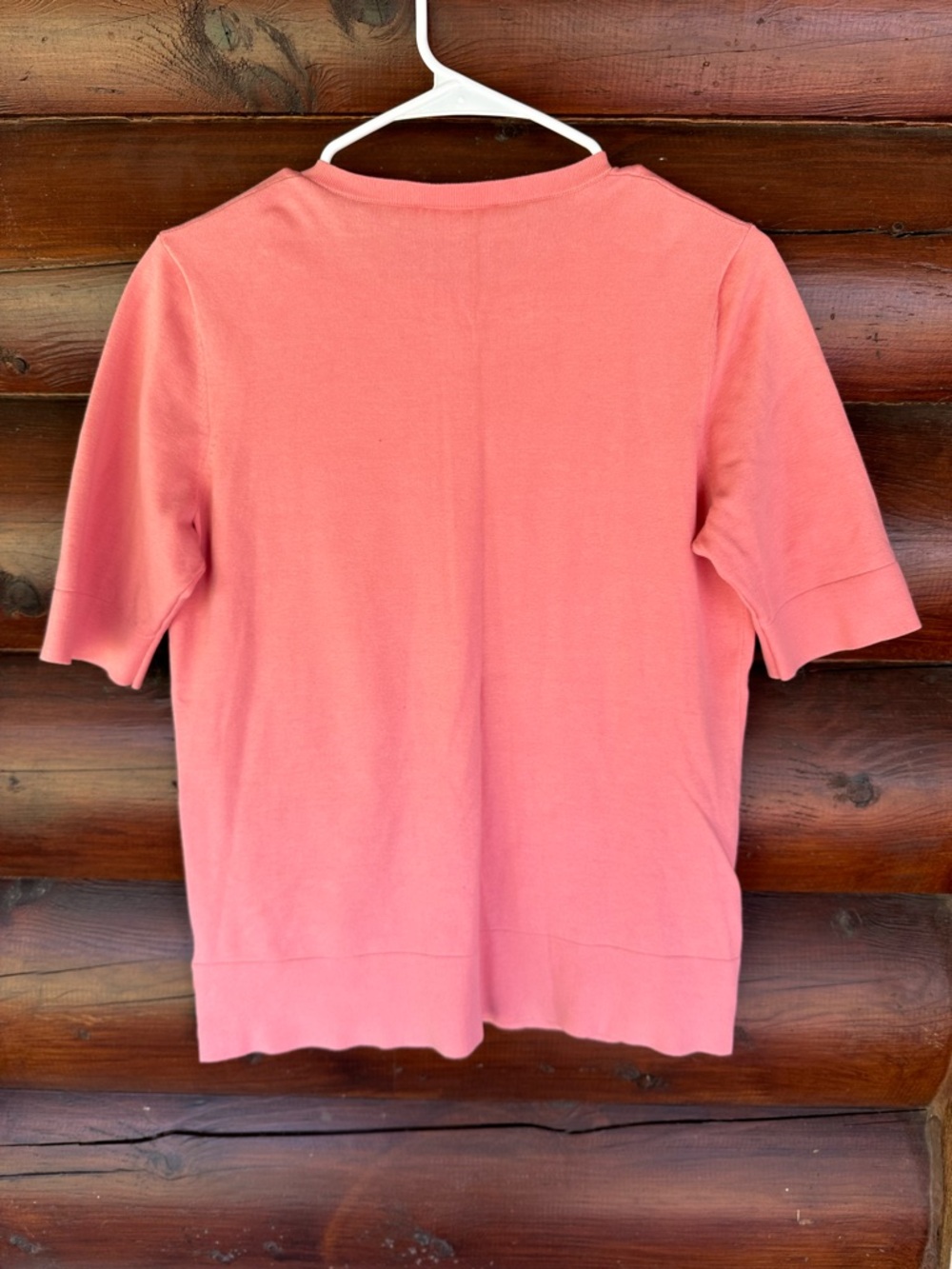 Pendleton Silk Blend Coral Pink Short-Sleeve Button Cardigan - Picture 2 of 3